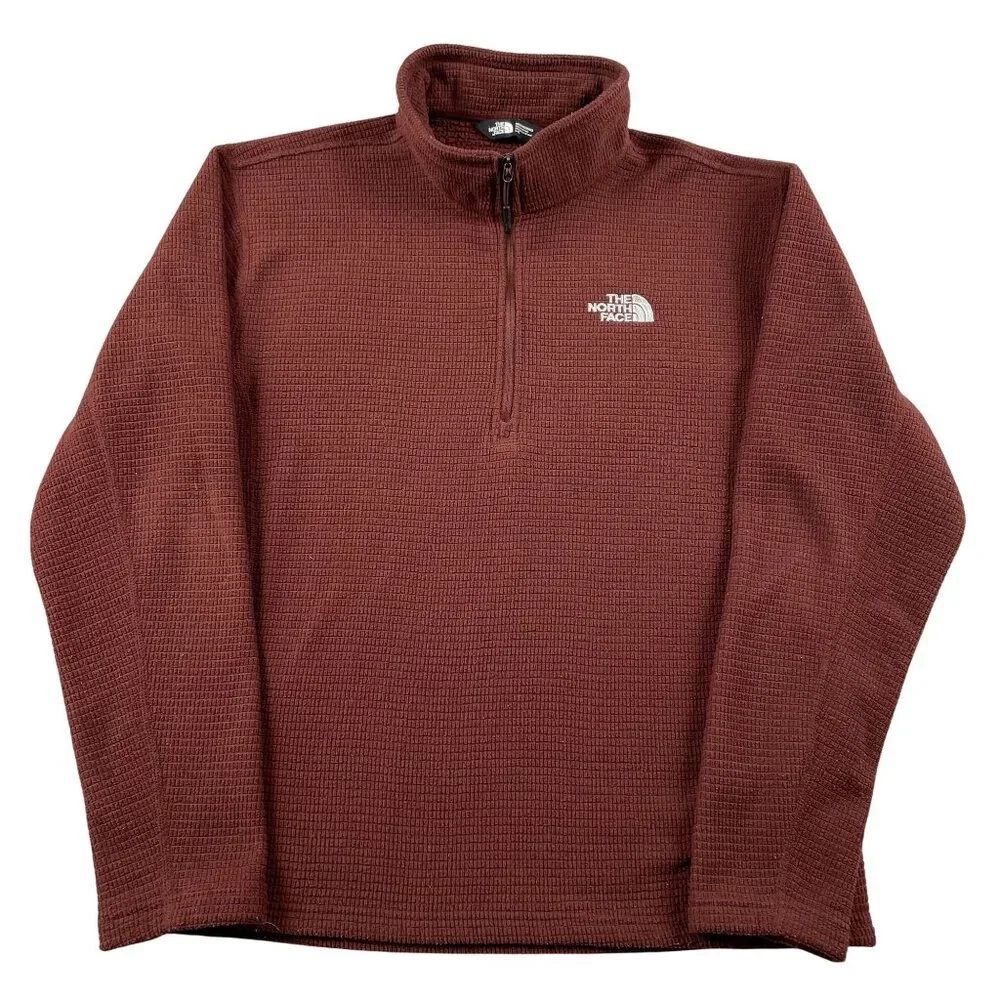 the North Face Fleece Mens Large‎ Rust 1/2 Zip Waffle